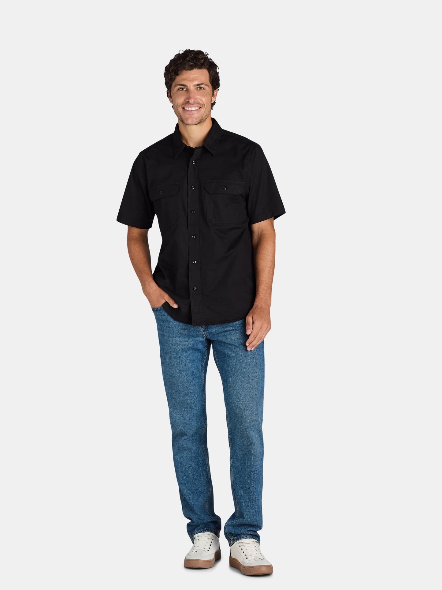 Men's Button Up Short-sleeve Work Shirt, Sizes S-5XL