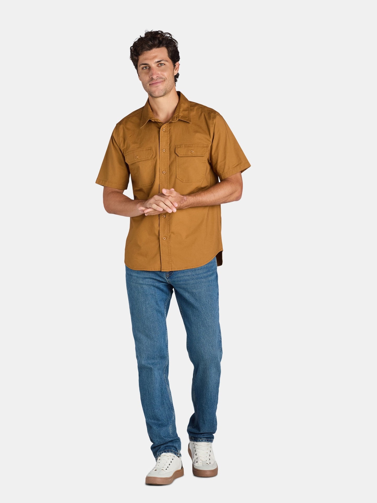 Men's Button Up Short-sleeve Work Shirt, Sizes S-5XL