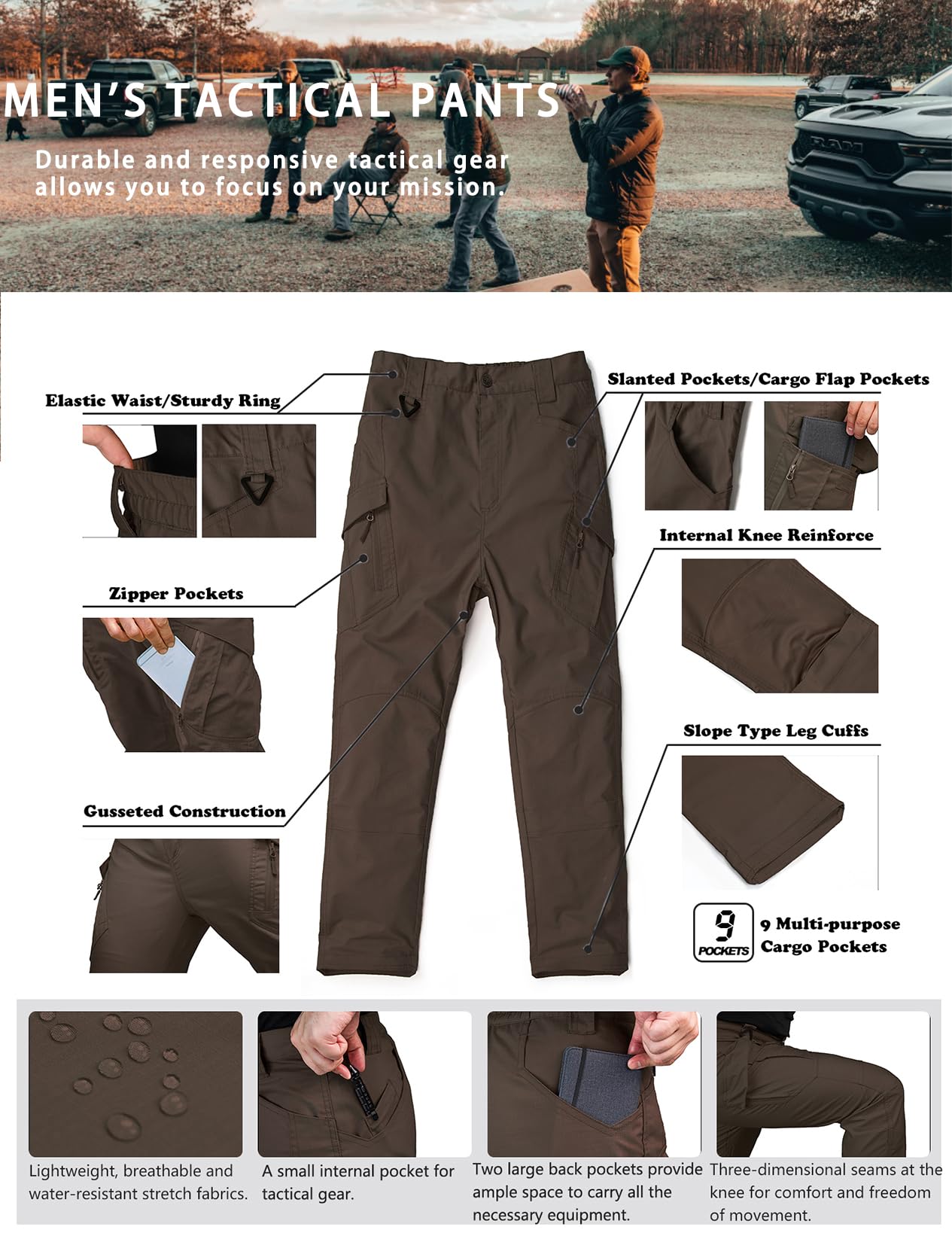 Men's Tactical Pants Water Resistant