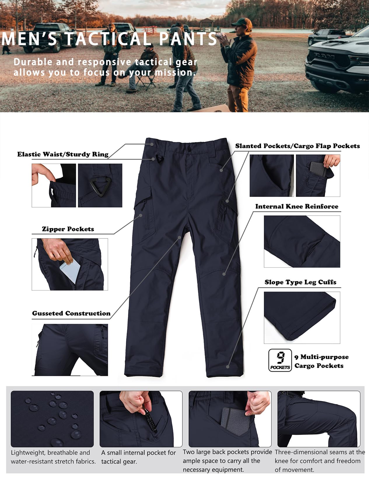 Men's Tactical Pants Water Resistant