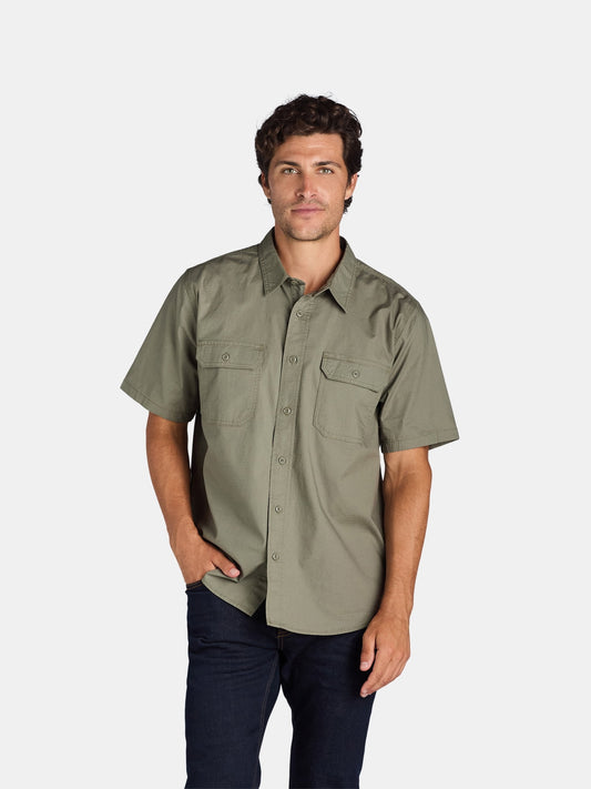 Men's Button Up Short-sleeve Work Shirt, Sizes S-5XL