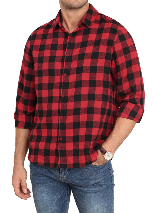 Mens Flannel Plaid Long Sleeve Button Down Shirt Casual or Work Shirts